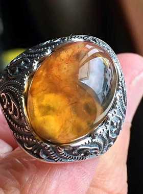 天然缅甸琥珀带证书戒指包邮