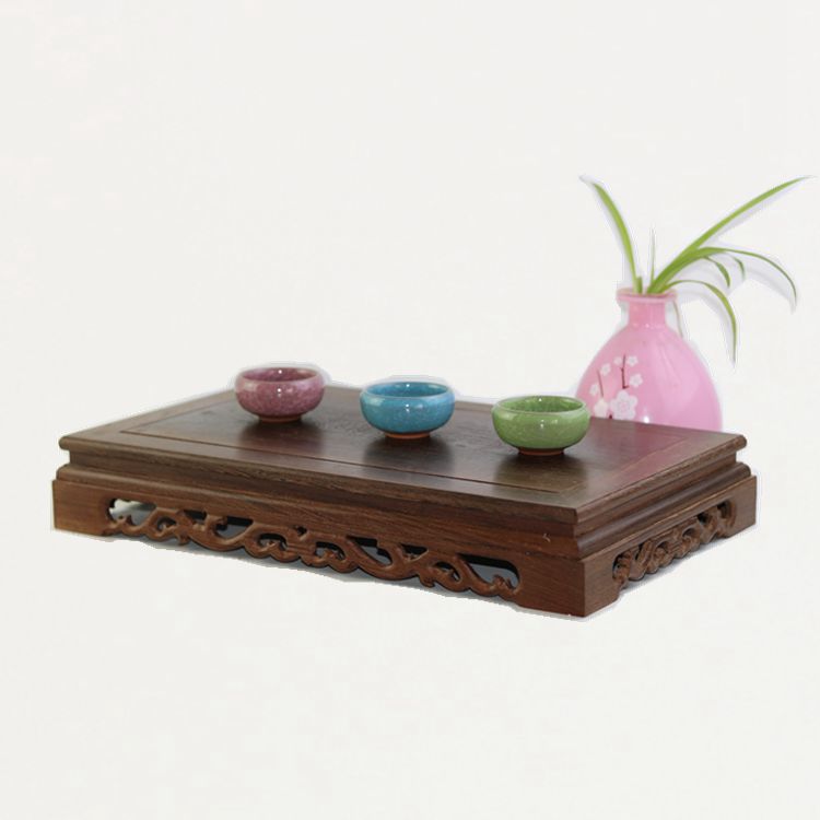 红木雕刻工艺品鸡翅木质长方形佛像摆件底座花瓶奇石头底座实木托 - 图0