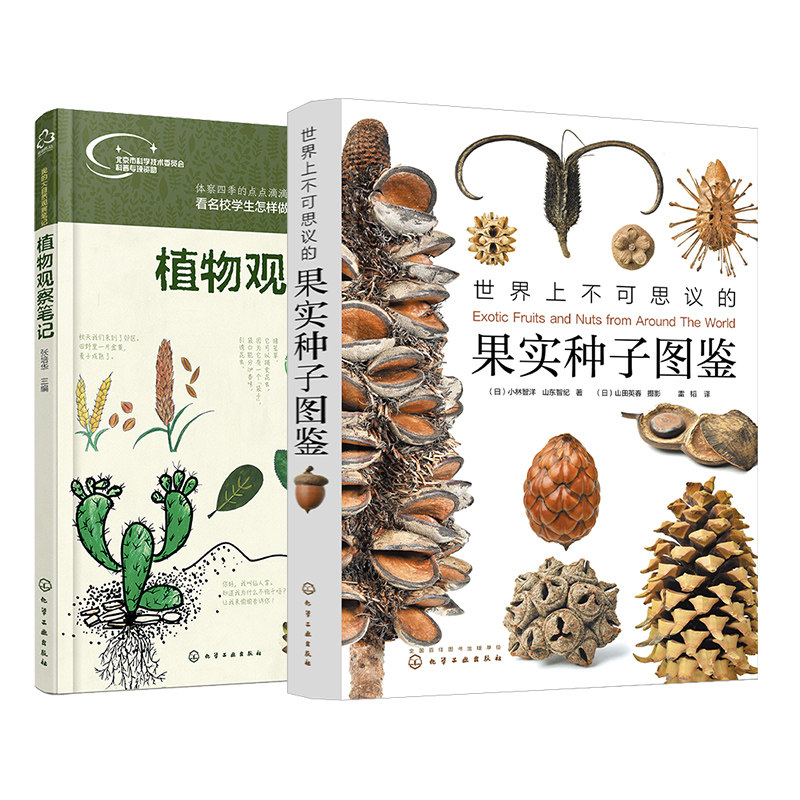 2册 世界上不可思议的果实种子图鉴 我的大自然观察笔记 植物观察笔记 名校小学生手绘思维观察训练 小学生课外自然植物科普读物