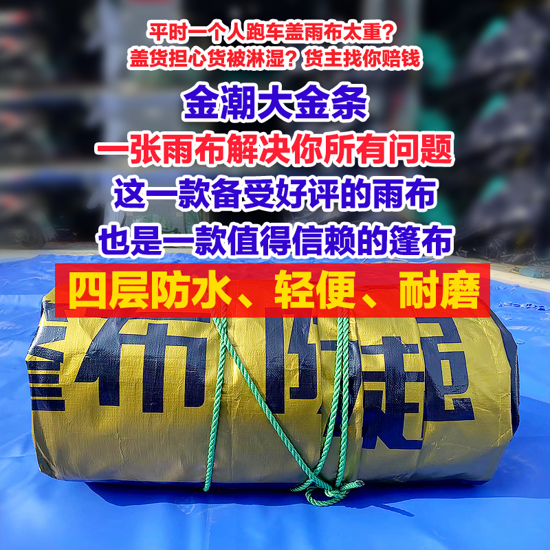 金潮大金条加厚耐磨防水货车篷布4.2米6.8米9.6米13挂米轻巧雨布 - 图2