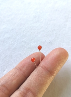 足银凉山南红女防过敏耳钉