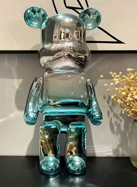 现代高级感电镀暴力熊摆件客厅电视柜旁装饰品艺术潮玩公仔存钱罐