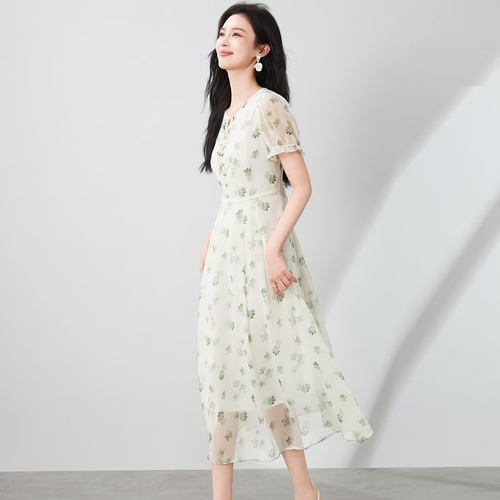 迪奥薄纱连衣裙女夏25新款法式清新碎花裙气质唯美度假风中长裙子 - 图3