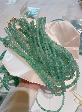 石英质玉独龙玉非洲翠高冰飘花珠链项链生日 礼物送妈妈