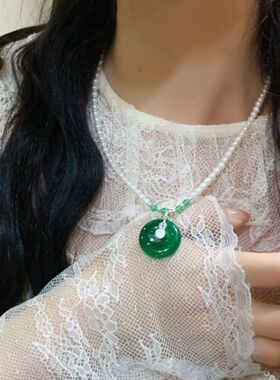 天然淡水珍珠项链女妈妈款s925银玉髓吊坠颈链送长辈母亲节礼物