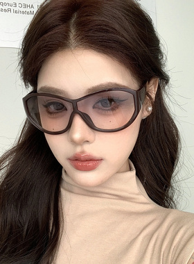 欧美大框高级感复古酒红色墨镜女