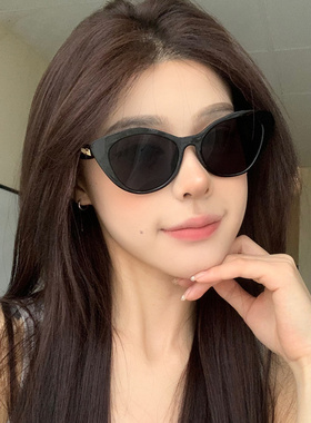 复古黑色猫眼墨镜男女防紫外线