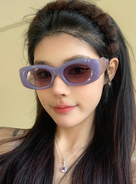 欧美粗边框千禧风紫色墨镜防紫外