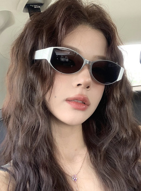 猫眼墨镜女款白色边框高级感街拍