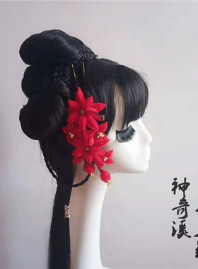 中式红色舞台戏曲表演鬓花头饰