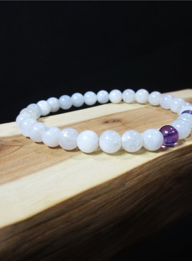 天然白月光石手链圆珠单圈女款