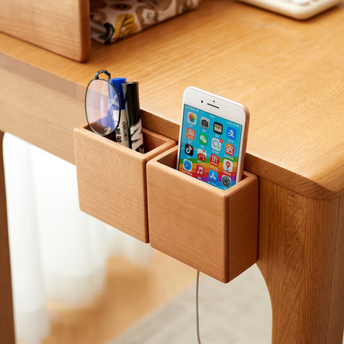 实木遥控器收纳盒客厅电视空调风扇手机充电置物挂架壁挂式免打孔 - 图0