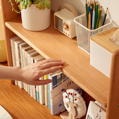 简易实木桌面小书架收纳置物架办公学生桌上多层书立原木储物架 - 图1