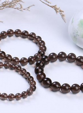 天然冰种黑曜石手链 男女款手串 复古民族风饰品 圆珠 礼物