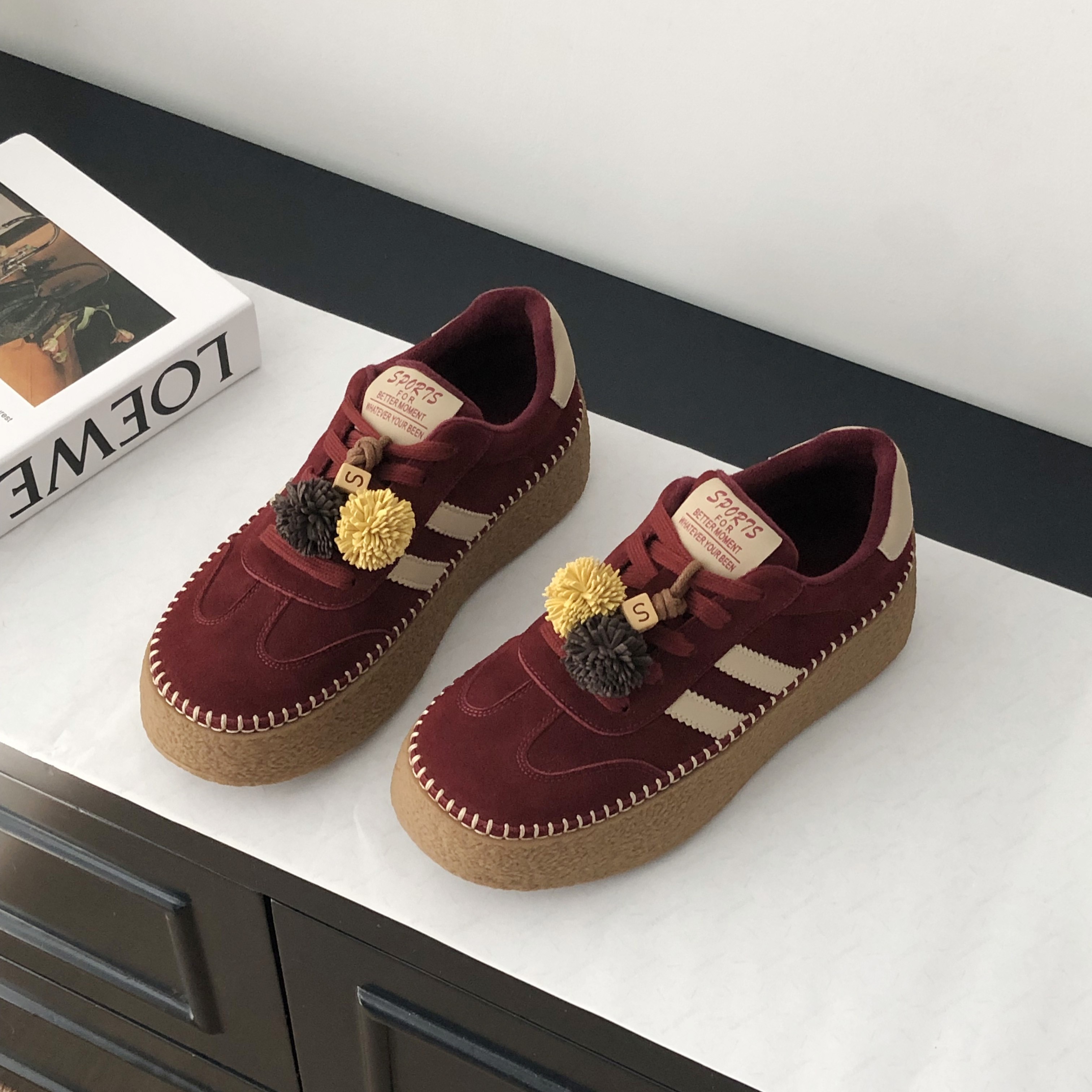 2025冬季款韩版厚底板鞋女真皮百搭系带圆头复古休闲鞋时尚德训鞋,淘宝优惠券,粉丝福利购,淘宝优惠卷