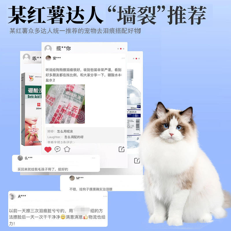 信龙硼酸洗液洗剂+氯化钠溶液可合用生理性盐水猫用猫咪宠物泪痕 - 图0