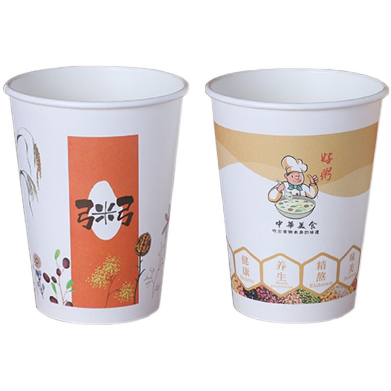 Leakage bag compensation thickened disposable porridge cup with lid and straw
