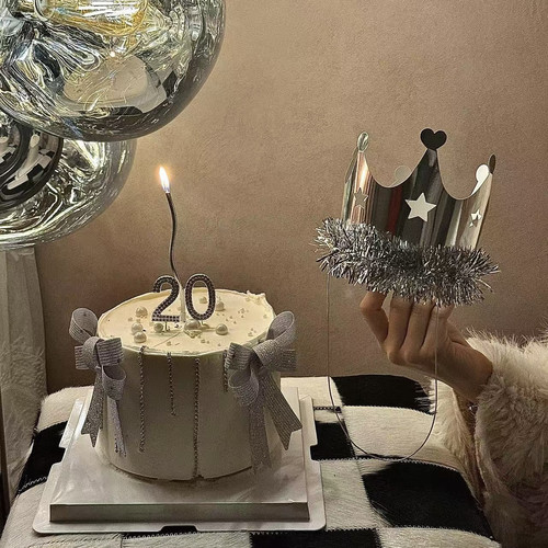 抱抱酱蝴蝶结钻石条生日派对蛋糕装饰配件合金带钻数字甜品插件 - 图2