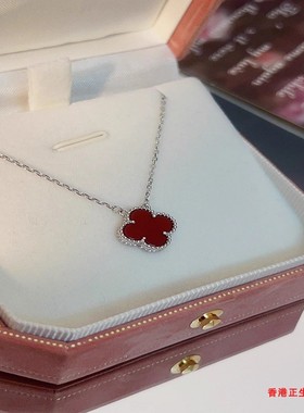 香港正生四叶草纯银项链女款礼物