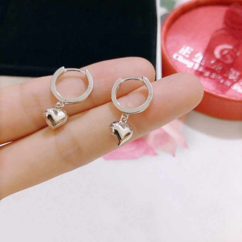 香港正生纯银s925立体爱心桃心耳扣女银饰爆款高级感精致网红耳环,淘宝优惠券,粉丝福利购,淘宝优惠卷