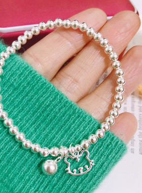 正品香港正生纯银s925本命年生肖虎铃铛手链女成人儿童学生亲子手