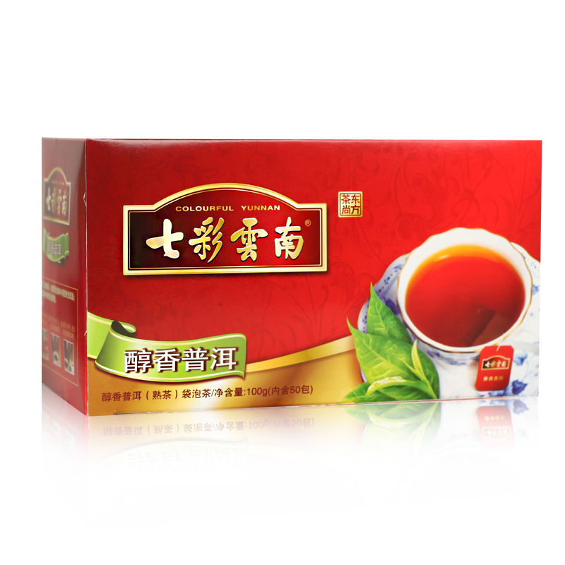 七彩云南庆丰祥普洱熟茶 醇香普洱袋泡茶100g/50袋办公室商务茶叶