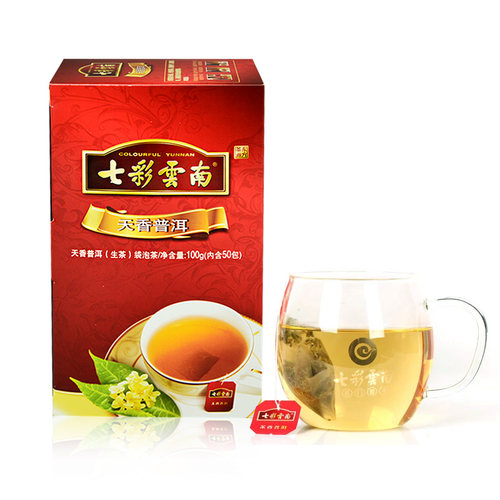 七彩云南天香普洱袋泡茶桂花香普洱生茶100g50袋办公室茶酒店专用 - 图3