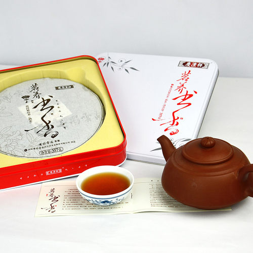 七彩云南庆沣祥庆丰祥 茗养书香3年普洱茶熟茶七子饼送礼品盒357g - 图1