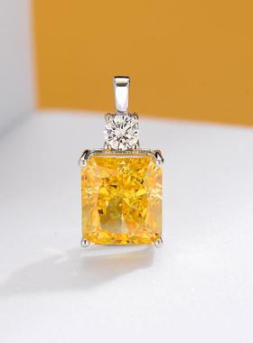 K943 冰花切9×10海兰鹅黄米黄浅粉祖母绿方钻吊坠坠子锁骨链