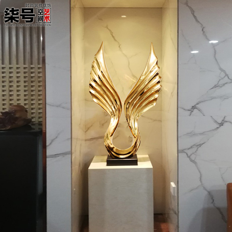 現代吉祥電視櫃玄關擺件會所酒店大堂過道走廊裝飾輕奢雕塑藝術品