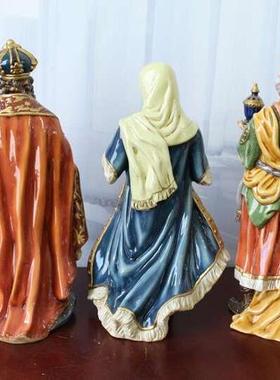 外贸原单出口陶瓷彩绘马槽组人物三王骆驼圣诞场景摆件装饰品礼物