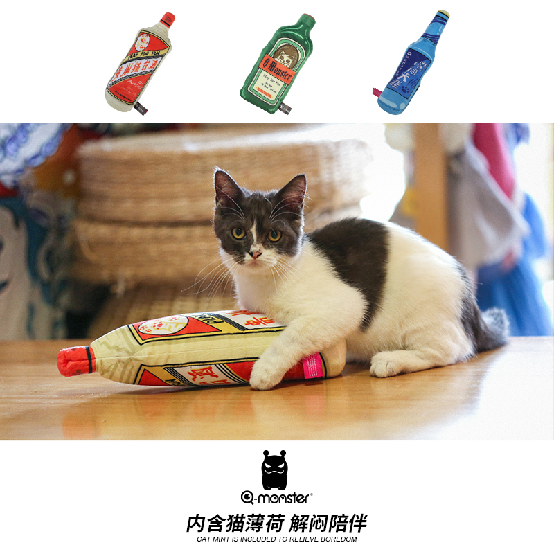 猫薄荷 玩具Qmonster猫薄荷自嗨解闷逗猫棒抱枕毛绒布宠物酒 - 图0