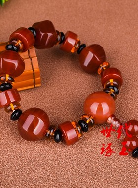 红玛瑙手链配饰情侣款天然和田玉