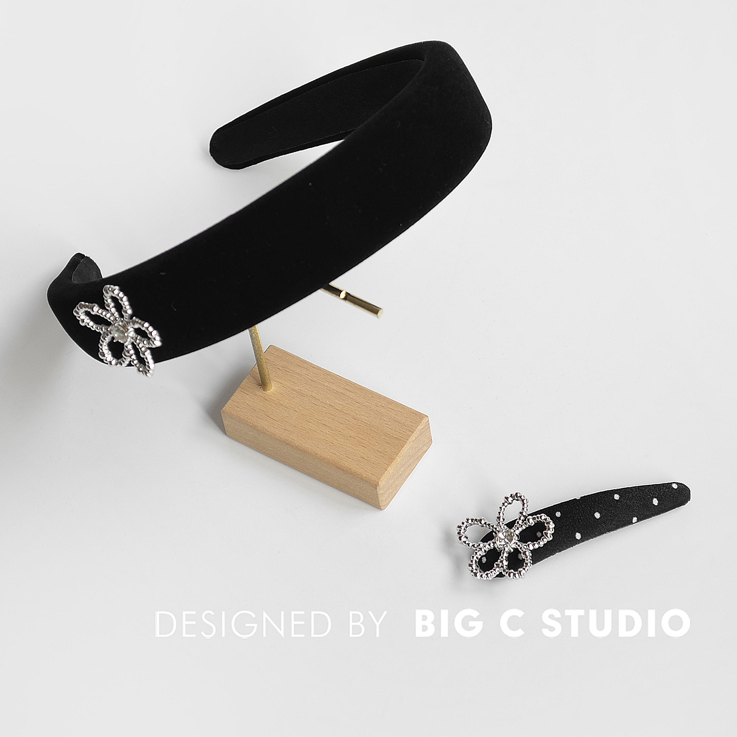 韩系千金风闪钻花朵丝绒发箍高级感波点刘海侧边夹BB夹头箍发夹子,淘宝优惠券,粉丝福利购,淘宝优惠卷