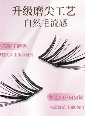 不朽之恋免胶假睫毛一片式整簇胶水款免粘免卸小薄片狐系睫毛书