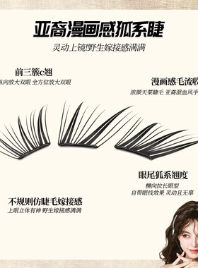 不朽情缘假睫毛布里斯班小薄片新手单簇分段式免粘免卸免胶假睫毛