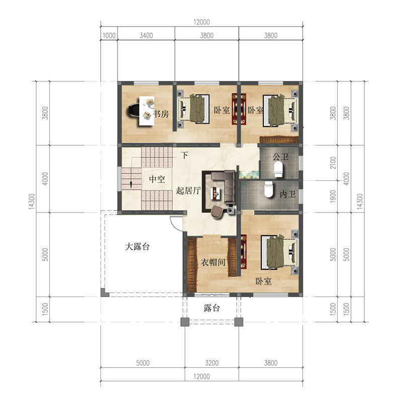 213网红新中式别墅设计图纸两层新农村自建房二层乡村全套施工图 - 图1