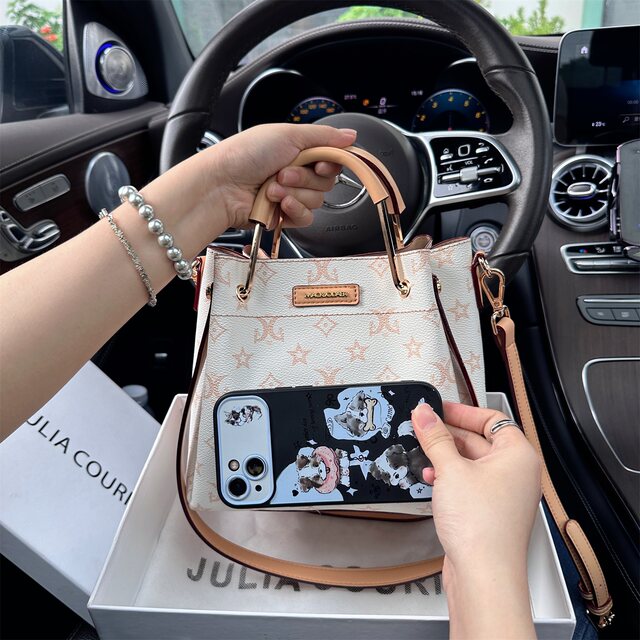 JULIA COURIER Women's Bag ຄວາມອາດສາມາດຂະຫນາດໃຫຍ່ພິມ Bucket Bag Women's 2026 New Single Shoulder Crossbody Handbag