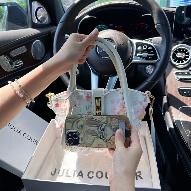 JULIA COURIER女包花朵菜篮子包包女2025新款潮单肩斜挎包水桶包 - 图0