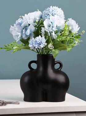陶瓷花瓶人体造型艺术花瓶北欧ins家居装饰陶瓷花瓶雕塑白色花器