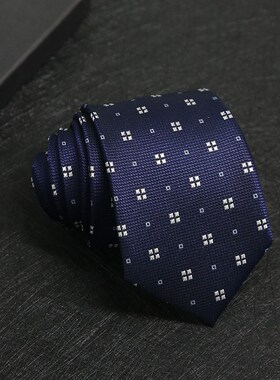 色织桑蚕丝条纹领带 蓝色商务男士领带职业真丝领带