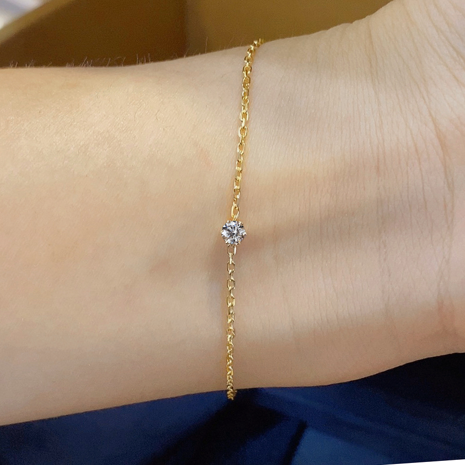 培育钻石手链18k黄金5分10分鼻屎钻人工真钻手饰女日系小清新叠戴 - 图1