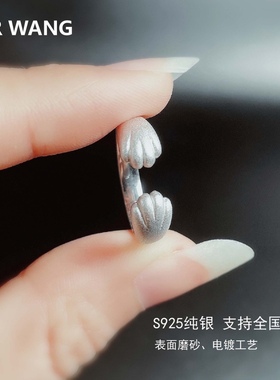 925银情侣戒指纯银对戒