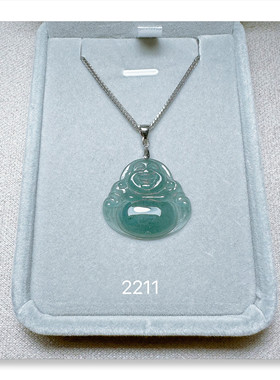 冰绿佛公项链纯银锁骨链翡翠A货