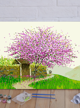 diy数字油画风景欧洲建筑填色画