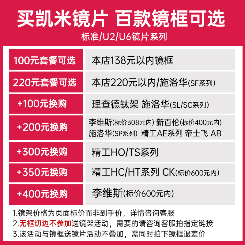 韩国凯米镜片1.74超薄U6防蓝光1.67star双非U2配高度数近视眼镜片 - 图0