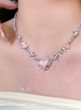 桃之夭夭荆棘粉色爱心项链女可爱少女心夏天甜美锁骨链辣妹风颈链