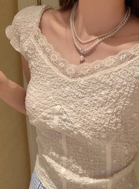 珍珠项链闪钻珍珠吊坠双层叠戴锁骨链夏天配饰搭裙子超配