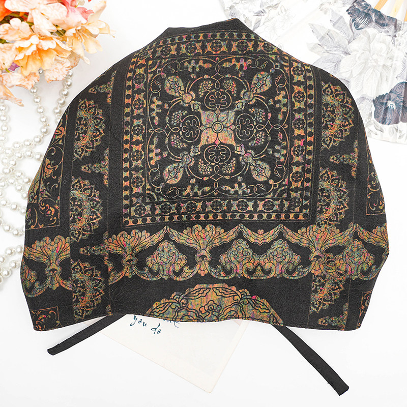 【包头帽】香云纱春秋夏季桑蚕丝睡觉遮白发真丝空调帽防风护头帽