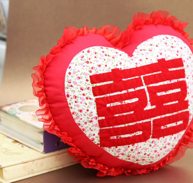 手缝DIY制作结婚喜字压床抱枕靠头刺绣手工布艺diy材料包新婚礼物